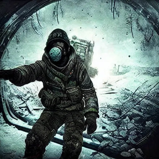 Image similar to metro 2 0 3 3 style, selfie, postapocalytpic