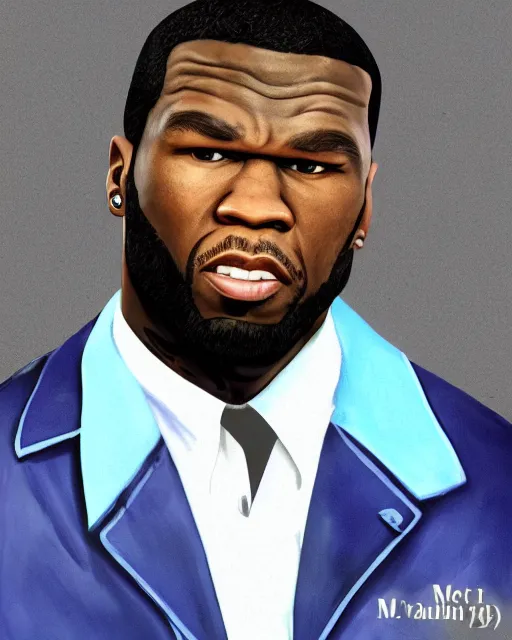 Prompt: a medium shot portrait of 5 0 cent as a gta vc character