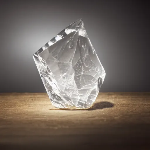 Prompt: award winning photo of a crystal sitting on beautiful wood, volumetric lighting