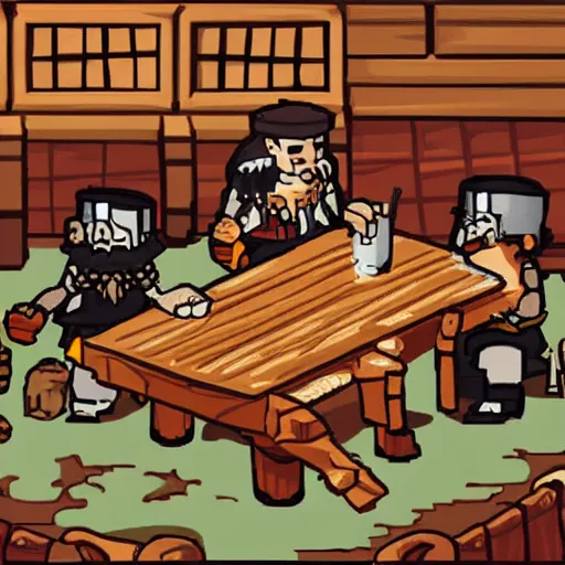 Image similar to important pirates drinking grog in a tavern table 16 bit