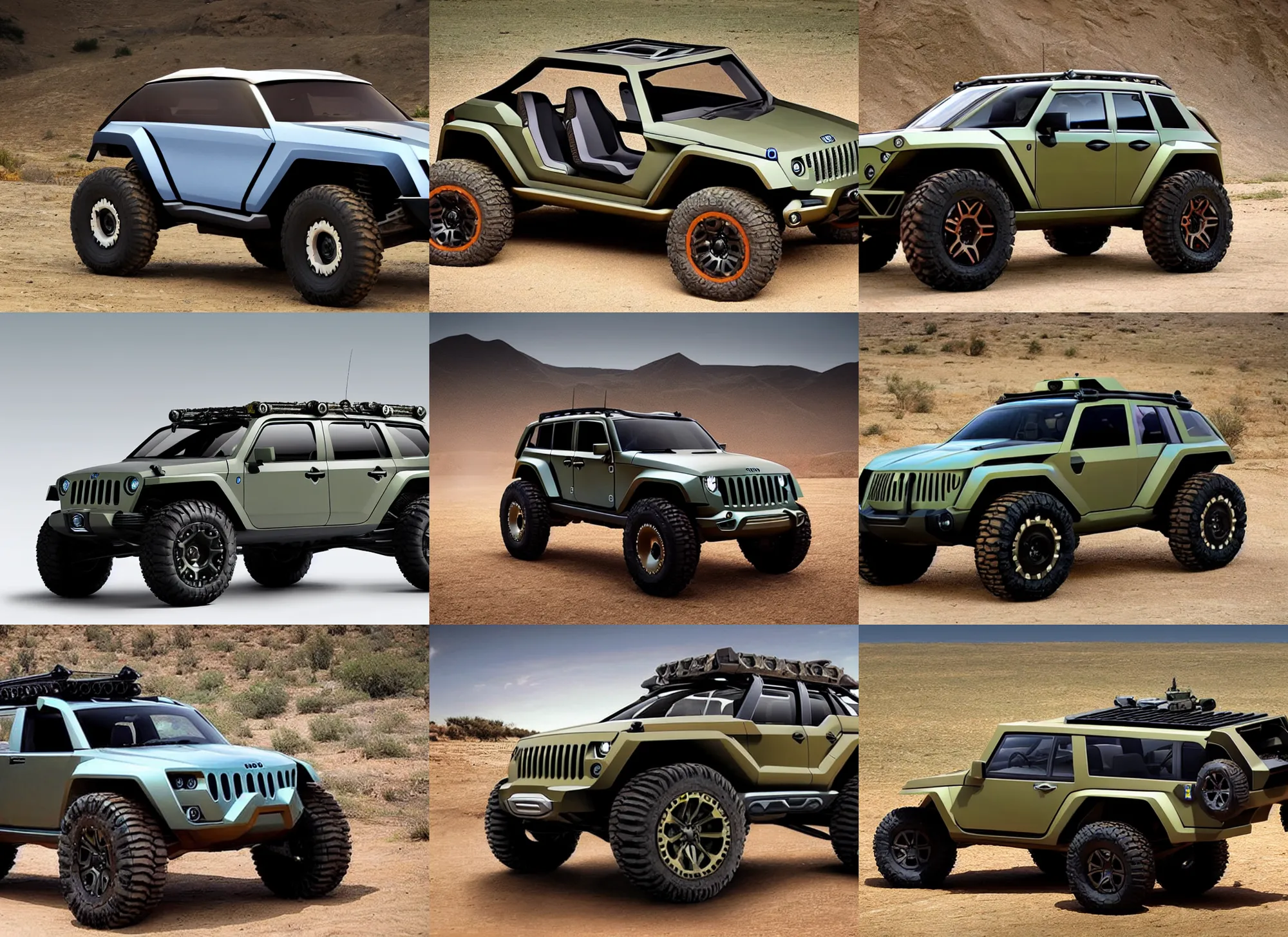 Prompt: halo warthog as a jeep concept suv