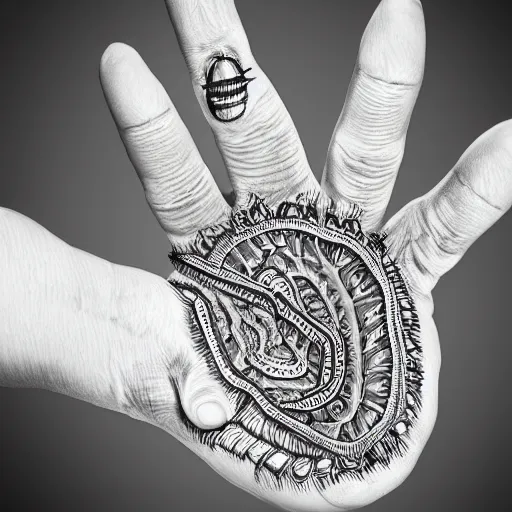 Prompt: human hand, intricate, highly detailed, photorealistic,