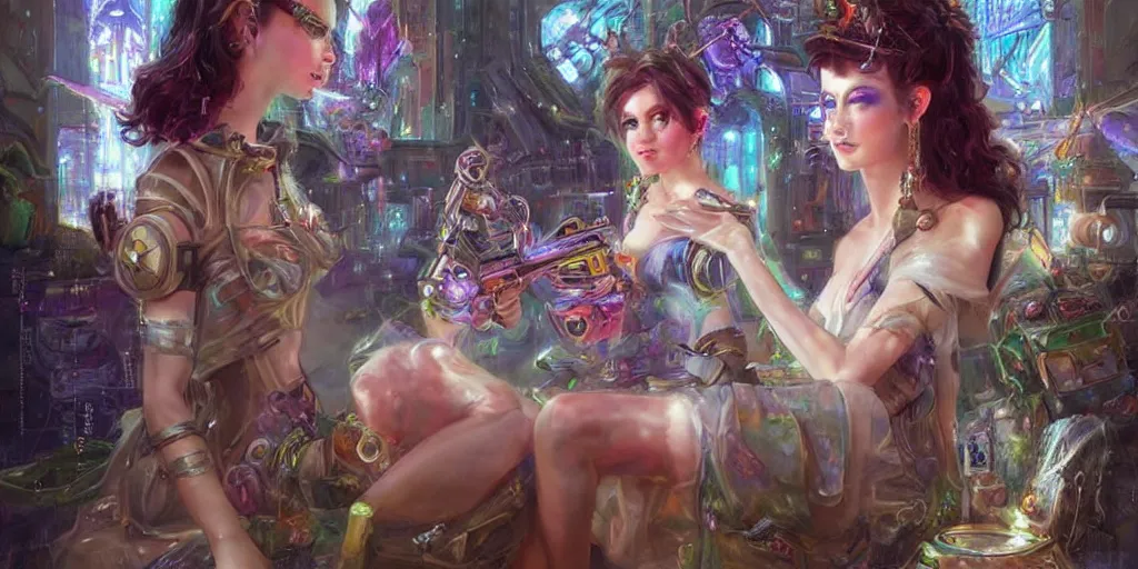 Image similar to cyberpunk fairycore. By Konstantin Razumov, highly detailed