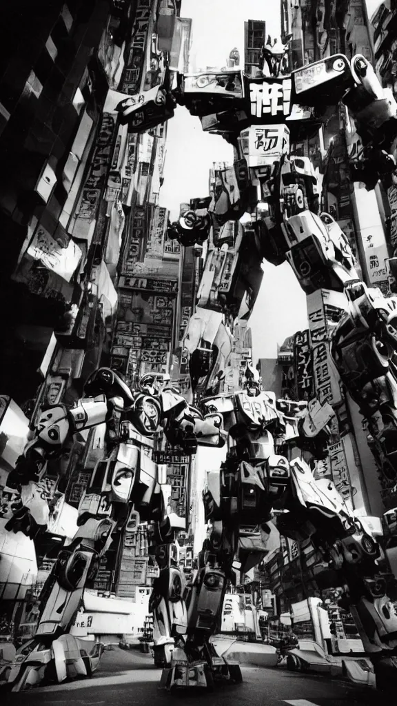 Image similar to 1 9 8 0 s giant robots fighting over tokyo, yashica t 4, heavy motion blur