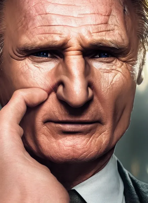 Prompt: Liam Neeson in the role of the Joker, realistic, studio photography, 4k, detailed face, cinematic lighting