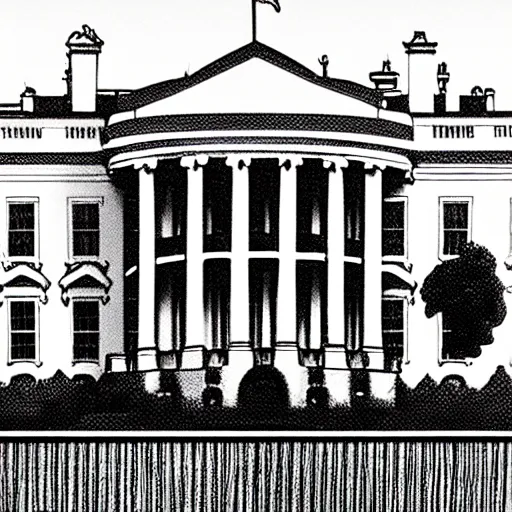 Image similar to Giant Grotesque Blob Monster Eating the White House, historical photo , Photorealistic