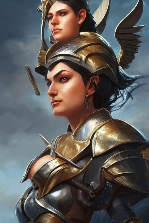 Image similar to amazon valkyrie athena, d & d, fantasy, portrait, highly detailed, headshot, digital painting, trending on artstation, concept art, sharp focus, illustration, art by artgerm and greg rutkowski and magali villeneuve