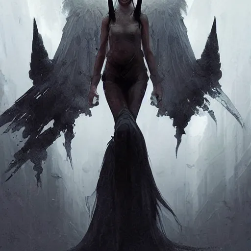 Prompt: in a world of horror, films of all time and a stunning white stunning gothic angel is the experience of all members of your family who, and reward players for their success, concept art, artwork by greg rutkowski, trending