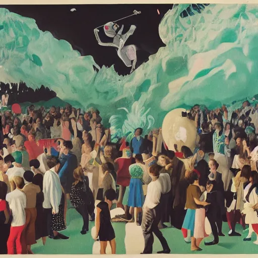 Prompt: having a cool party birthday party, painting by neo rauch