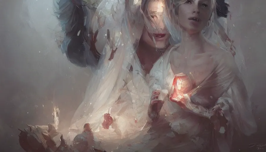 Image similar to A beautiful painting of mother ghost by greg rutkowski and Kalin Popov , Trending on artstation HD.