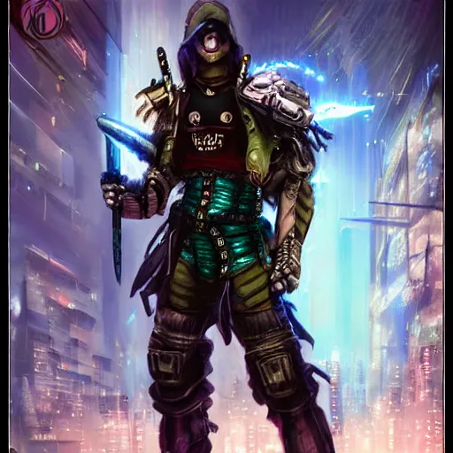 Image similar to cyberpunk warrior with fantasy sword