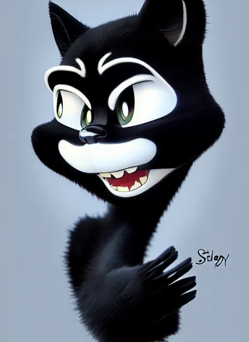 Image similar to photo of a gorgeous Felix the cat in the style of stefan kostic, realistic, sharp focus, 8k high definition, insanely detailed, intricate, elegant, art by stanley lau and artgerm