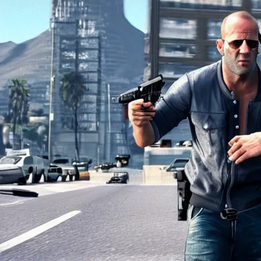 Image similar to film still of jason statham in grand theft auto ( 2 0 2 3 )