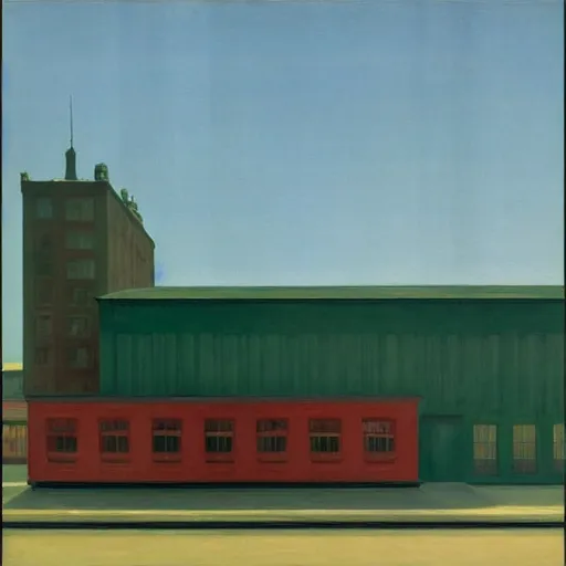 Prompt: big factory by Edward hopper