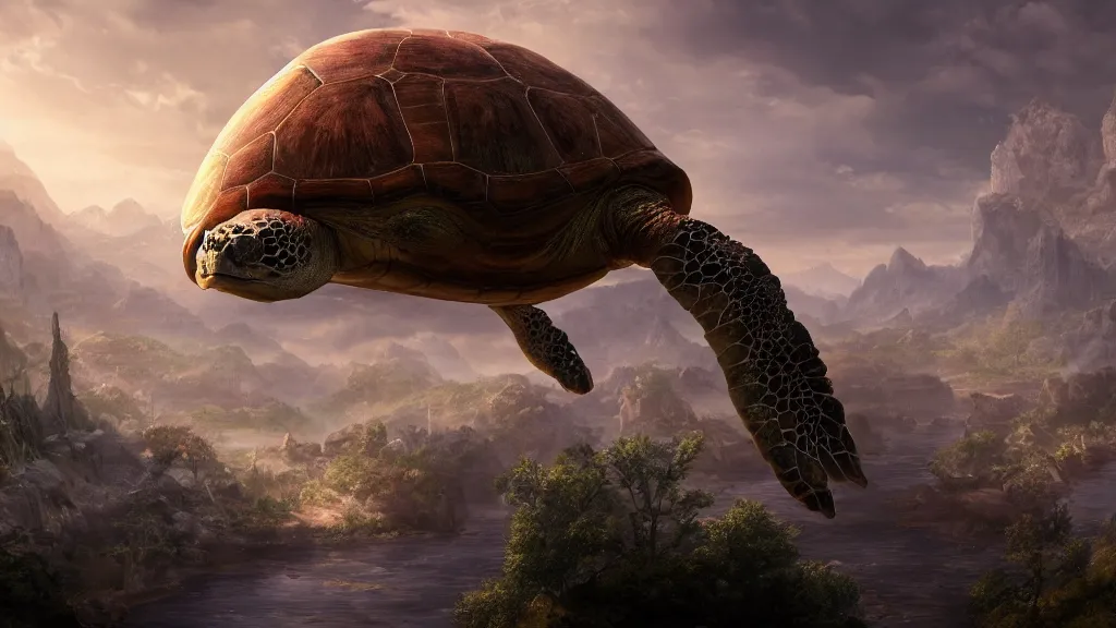 Prompt: the world turtle, fantasy artwork, very very very beautiful scenery, hd, hdr, ue5, ue6, unreal engine 5, cinematic 4k wallpaper, 8k, ultra detailed, high resolution, artstation, award winning