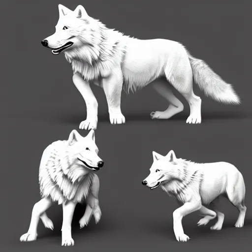 Image similar to a white wolf challenges the pack leader , concept art, trending on artstation 3D.