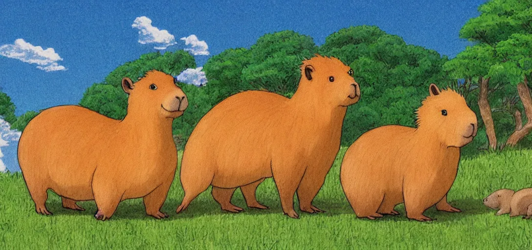 Prompt: Capybara in Studio Ghibli Style