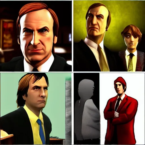 Prompt: saul goodman in various video games