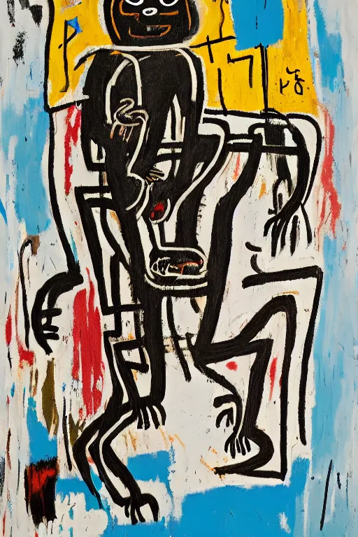 Image similar to a sloth at work by jean michel basquiat