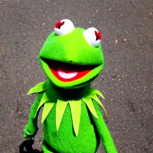 Image similar to “ kermit the frog joining a street gang ”