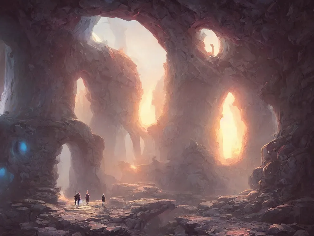 Image similar to ancient portal to another world, painting by Jordan Grimmer,