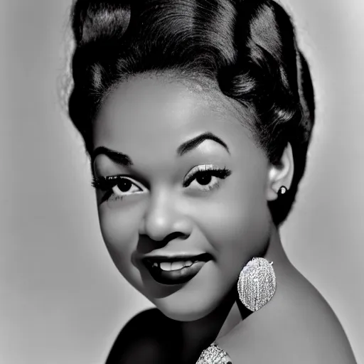 Image similar to black and white photo of a beautiful and elegant 1 9 5 8 young black actress