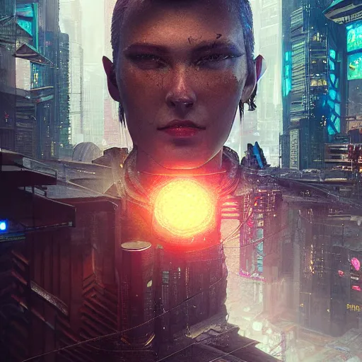 Image similar to hyperrealistic mixed media image of cyberpunk, by thomas eakes & greg rutkowski & xiang duan, perfect facial symmetry, dim volumetric lighting, 8 k octane beautifully detailed render, post - processing, extremely hyper - detailed, intricate, epic composition, lifelike attributes, cinematic lighting, masterpiece, trending on artstation, very very detailed, stunning,