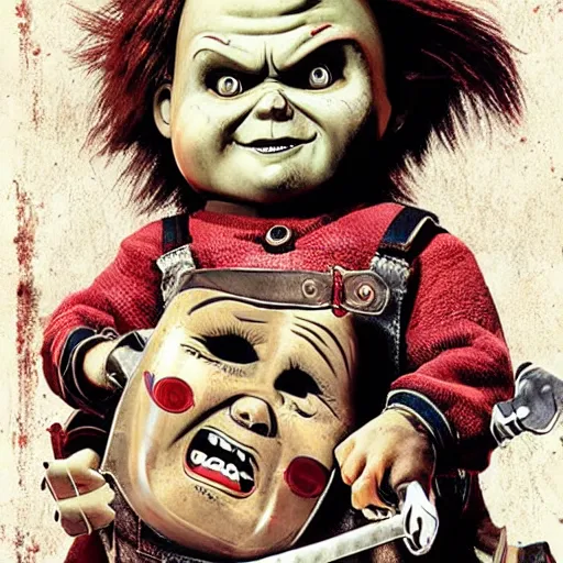 Image similar to Chucky versus Leatherface movie poster