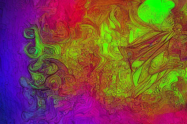 Prompt: etch e sketch floating in a psychedelic space, digital art