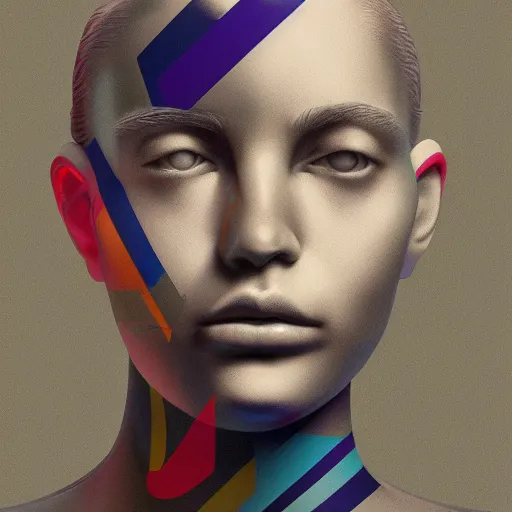 Image similar to abstract 3d female portrait in a modern nike suite age 14 by james jean and Jason Chan, rendering, redshift, octane