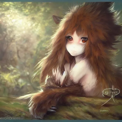 Prompt: cute anthropomorphic bunny, green eyes, light brown fur, anime, wlop, artgerm, royo