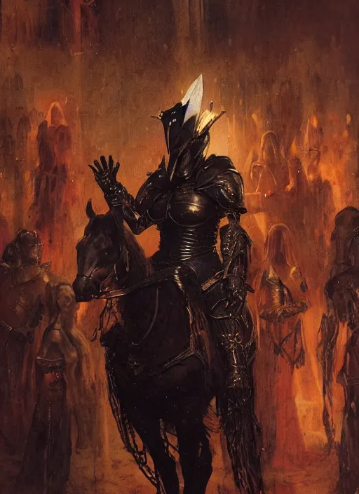 Prompt: stoya wearing black medieval armour, by gaston bussiere, bayard wu, greg rutkowski, giger, maxim verehin, greg rutkowski, masterpiece, sharp focus, cinematic lightning