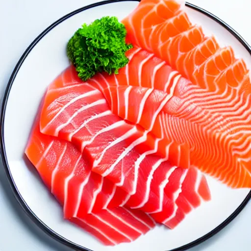 Prompt: gigantic plate of gourmet top quality sashimi photography professional photograph