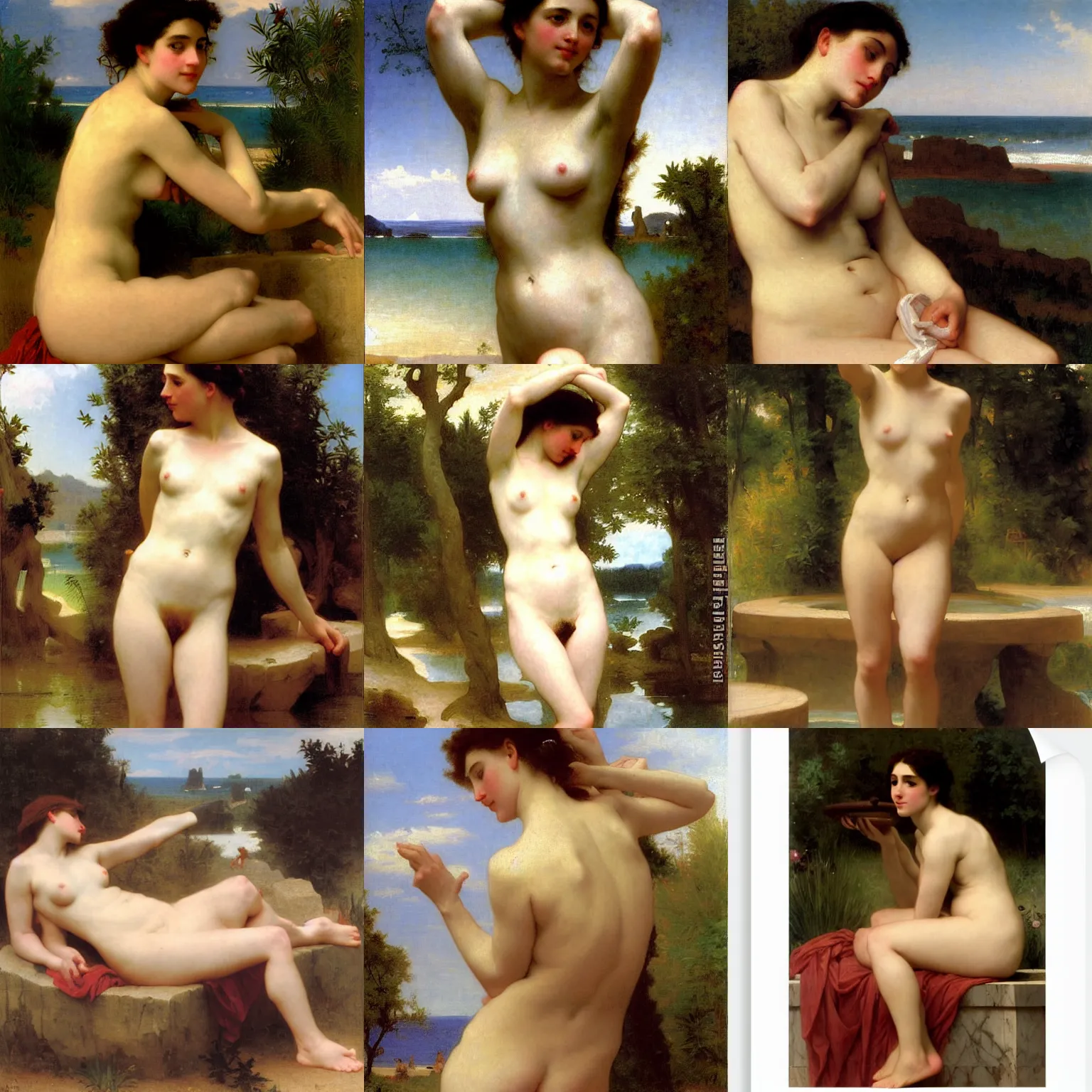 Prompt: The Bather by Bouguereau