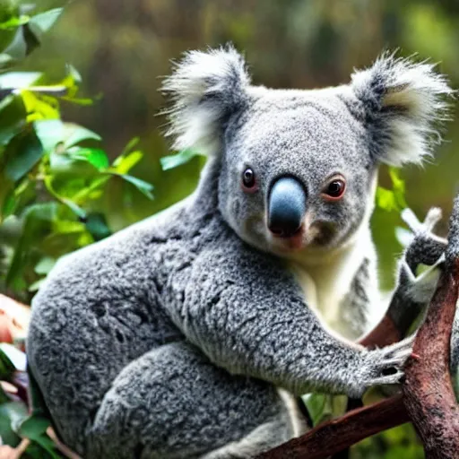 Image similar to a koala eating a taco