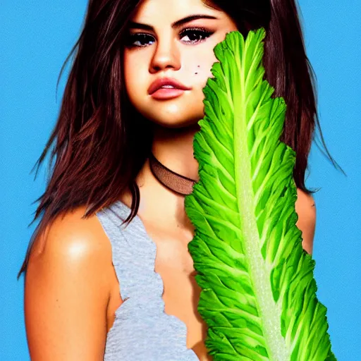 Prompt: an illustration of selena gomez as celery