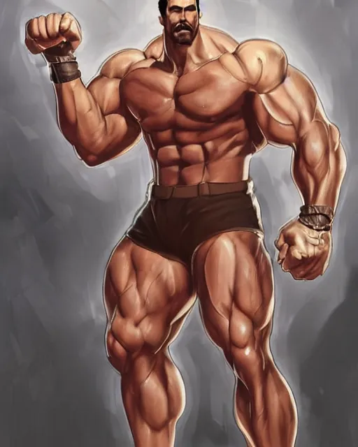 Image similar to gigachad luigi bodybuilder in final fight onepunch man by ilya kuvshinov, ernest khalimov body by krista sudmalis, fantasy character portrait, ultra realistic, concept art, intricate details, elegent, digital painting, smooth, sharp focus, illustration, art by artgerm and greg rutkowski and alphonse mucha, artstation