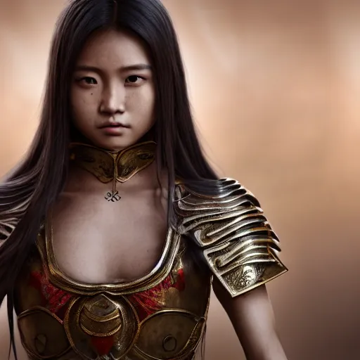 Prompt: a portrait of a full body beautiful asian girl, young with long hair, safi'jiiva armor, horror scene, hyper - realistic, very detailed, intricate, very sexy pose, slight smile expression, unreal engine, dramatic cinematic lighting rendered by octane, 8 k, detailed