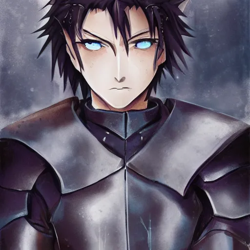 Image similar to gloomy stoic armor painted in the style of fate stay night