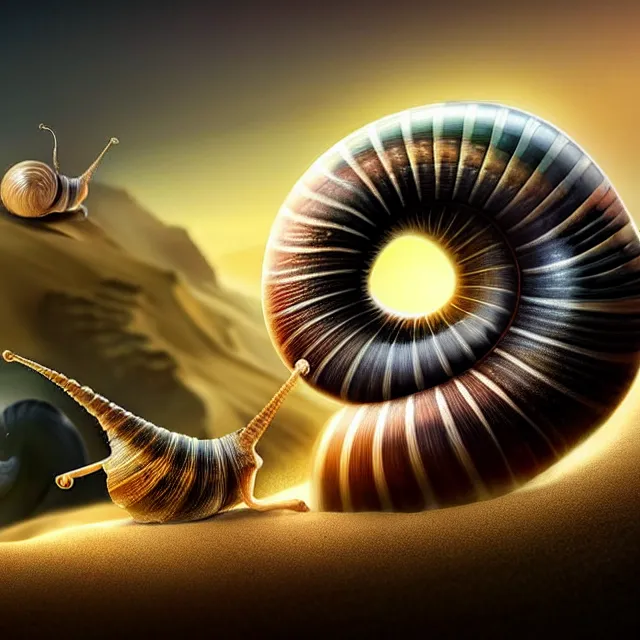 Prompt: epic professional digital art of a heroic snail pushing a marble up a sand hill,, best on artstation, cgsociety, wlop, Behance, pixiv, astonishing, impressive, outstanding, epic, cinematic, stunning, gorgeous, much detail, much wow,, masterpiece.