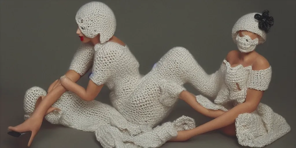 Image similar to Pretty Woman with crocheting figure