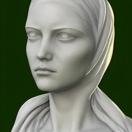 Prompt: a marble sculpture of the veiled virgin, subsurface scattering, !face, !female, physically based rendering, photo realistic, top light , dark background