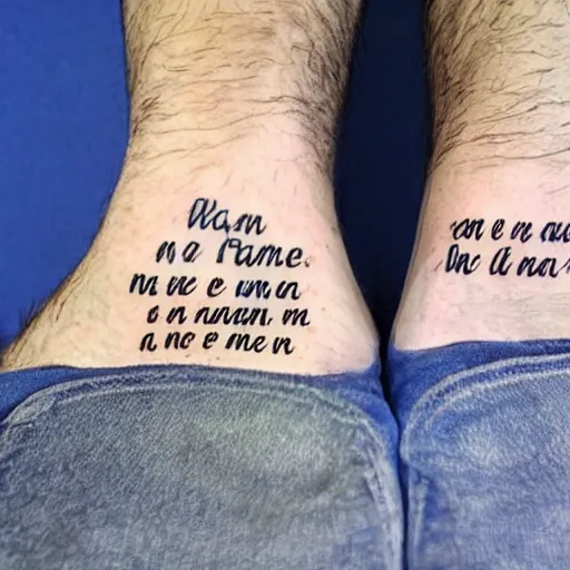 Image similar to tattoo with crooked handwritten font, blue, quote : a man never steps in the same river twice for that is not the same river and he is not the same man, heraclitus quote, color restoration