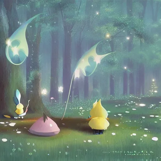 Image similar to magic fairy forest, ilustration art by Goro Fujita