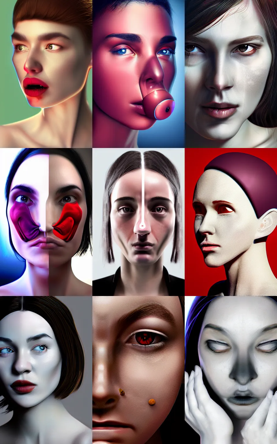 Prompt: woman without mouth and nose,hyper reality,concept art,digital art,photorealistic,8k