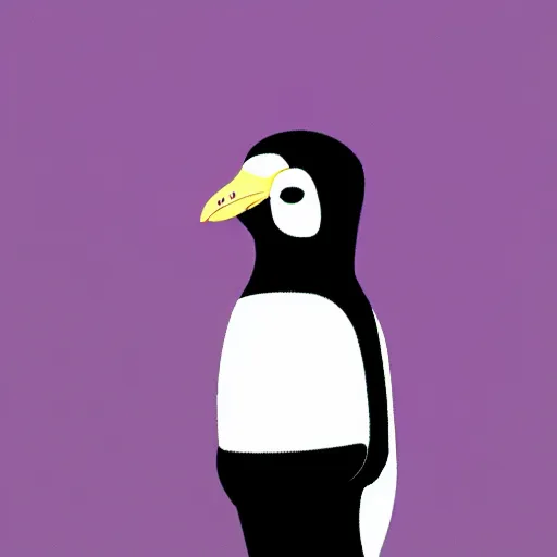 Image similar to purple penguin, character design, simple, dramatic lighting, digital painting, artstation, concept art, sharp focus, illustration, elegant, thousandskies art style