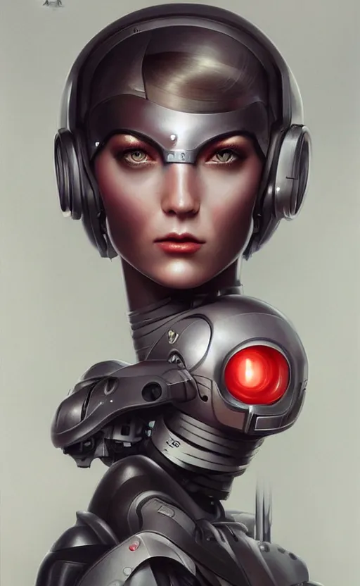 Prompt: female cyborg portrait, Pixar style by Tristan Eaton_Stanley Artgerm and Tom Bagshaw