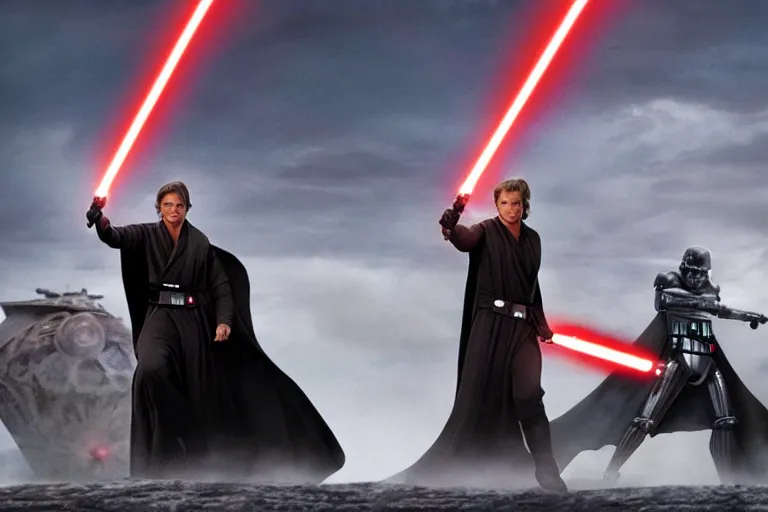 Prompt: 2 0 2 2 film still star wars : revenge of the sith ( 2 0 2 2 ) directed by matt reeves and denis villeneuve, 5 0 mm