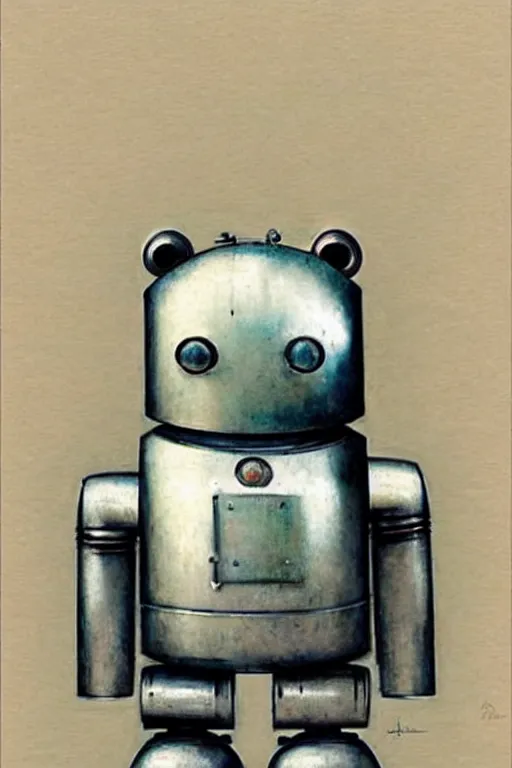 Prompt: ( ( ( ( ( 1 9 5 0 s retro future robot android aluminum bear. muted colors. ) ) ) ) ) by jean - baptiste monge!!!!!!!!!!!!!!!!!!!!!!!!!!!!!!