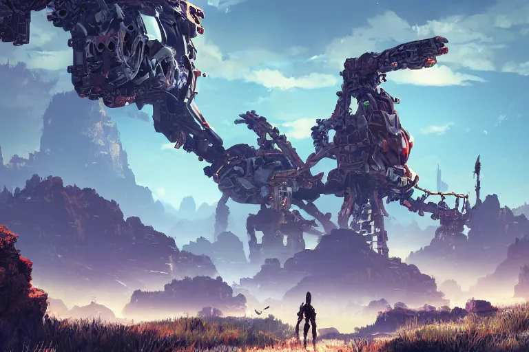 Image similar to stalker machine mecanical creature robot of horizon forbidden west horizon zero dawn bioluminiscence global illumination ray tracing hdr fanart arstation by ian pesty and alena aenami artworks in 4 k